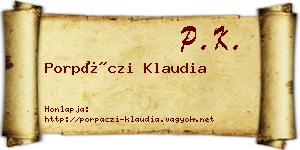 Porpáczi Klaudia névjegykártya